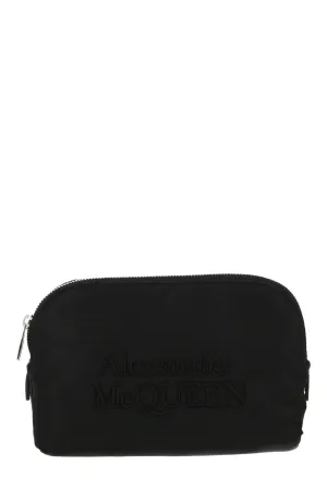 Alexander McQueen Logo Embroidered Zipped Makeup Bag
