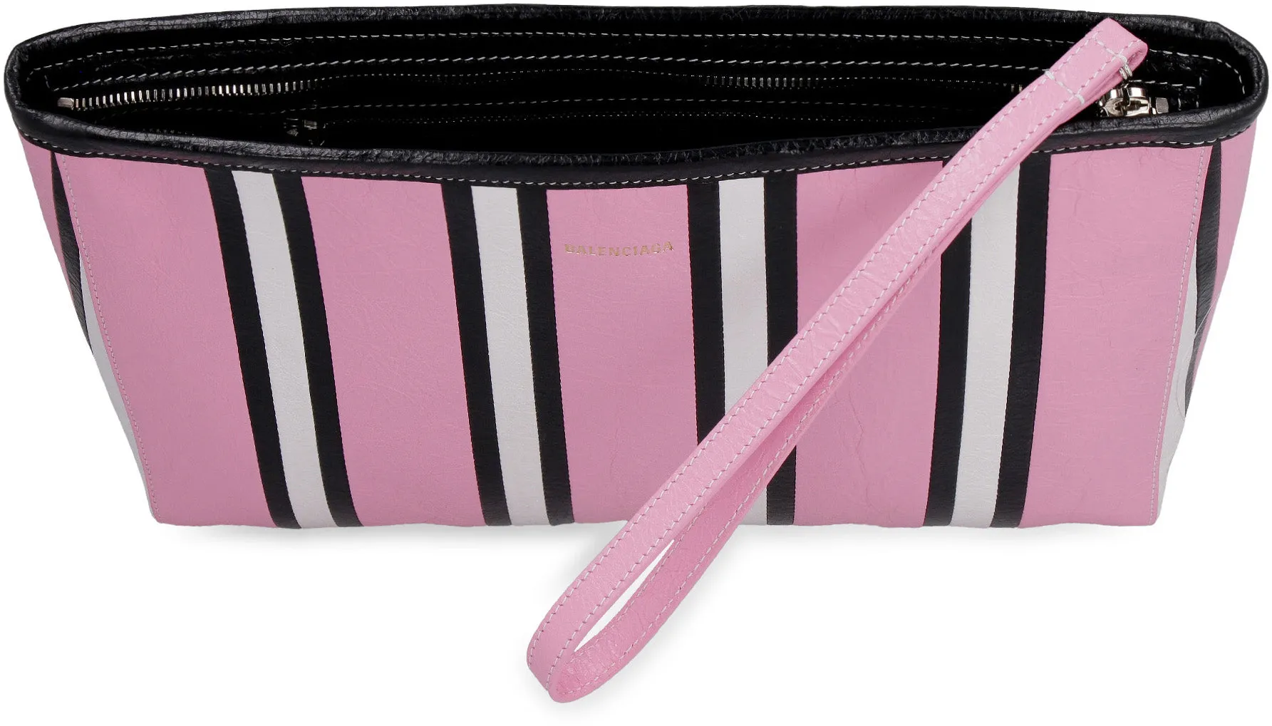 Balenciaga Striped Logo Printed Pouch