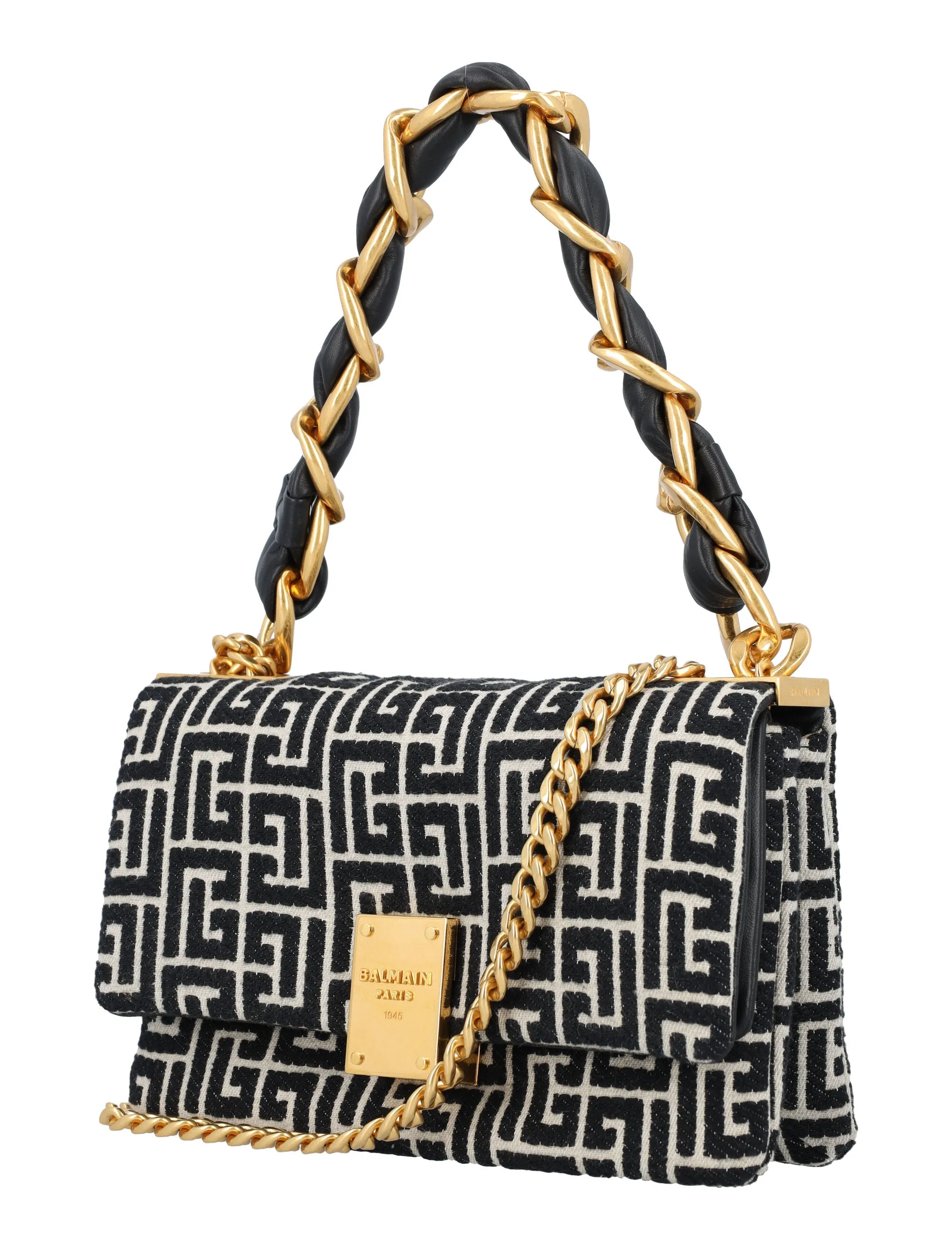Balmain 1945 Small Monogram Jacquard Shoulder Bag