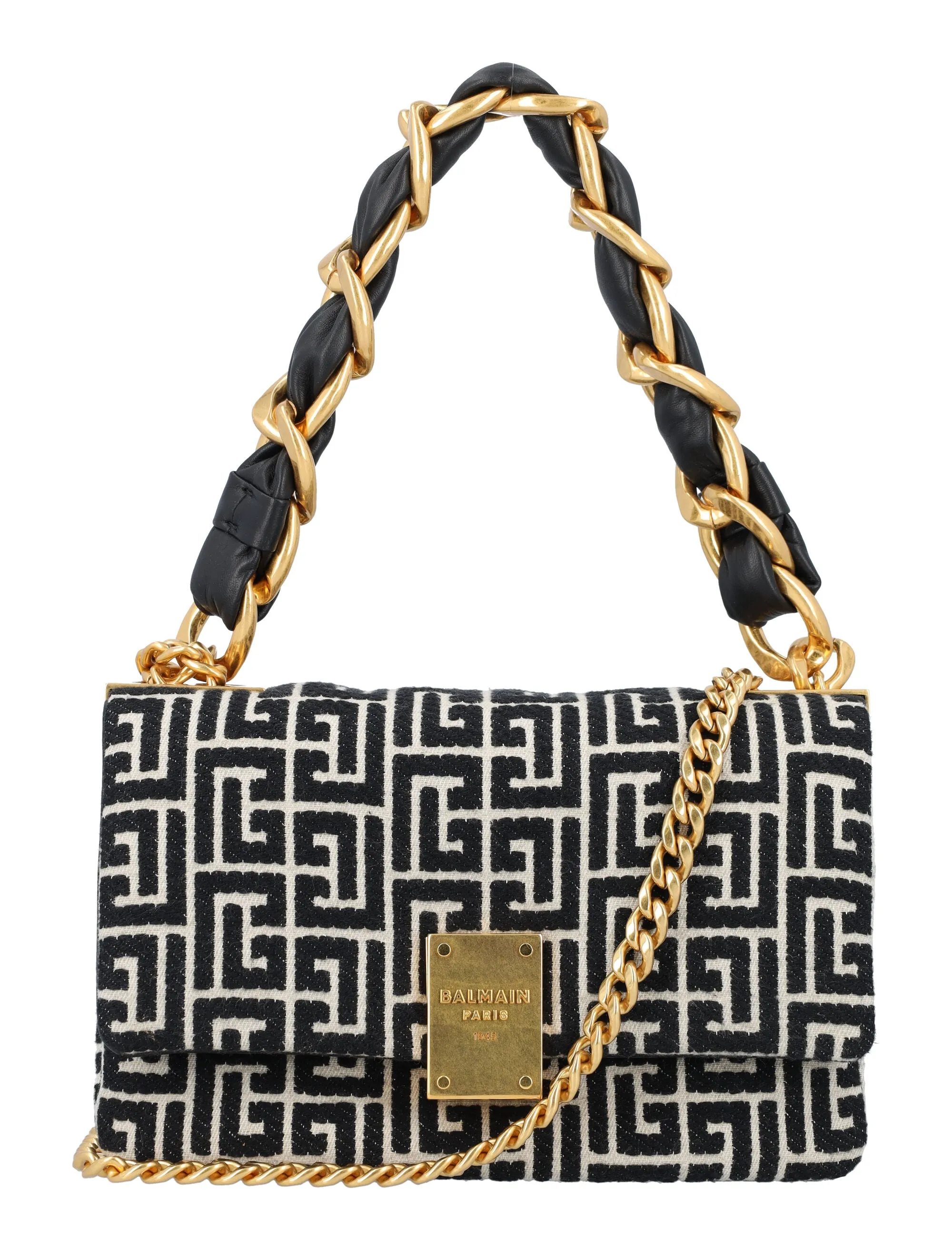 Balmain 1945 Small Monogram Jacquard Shoulder Bag