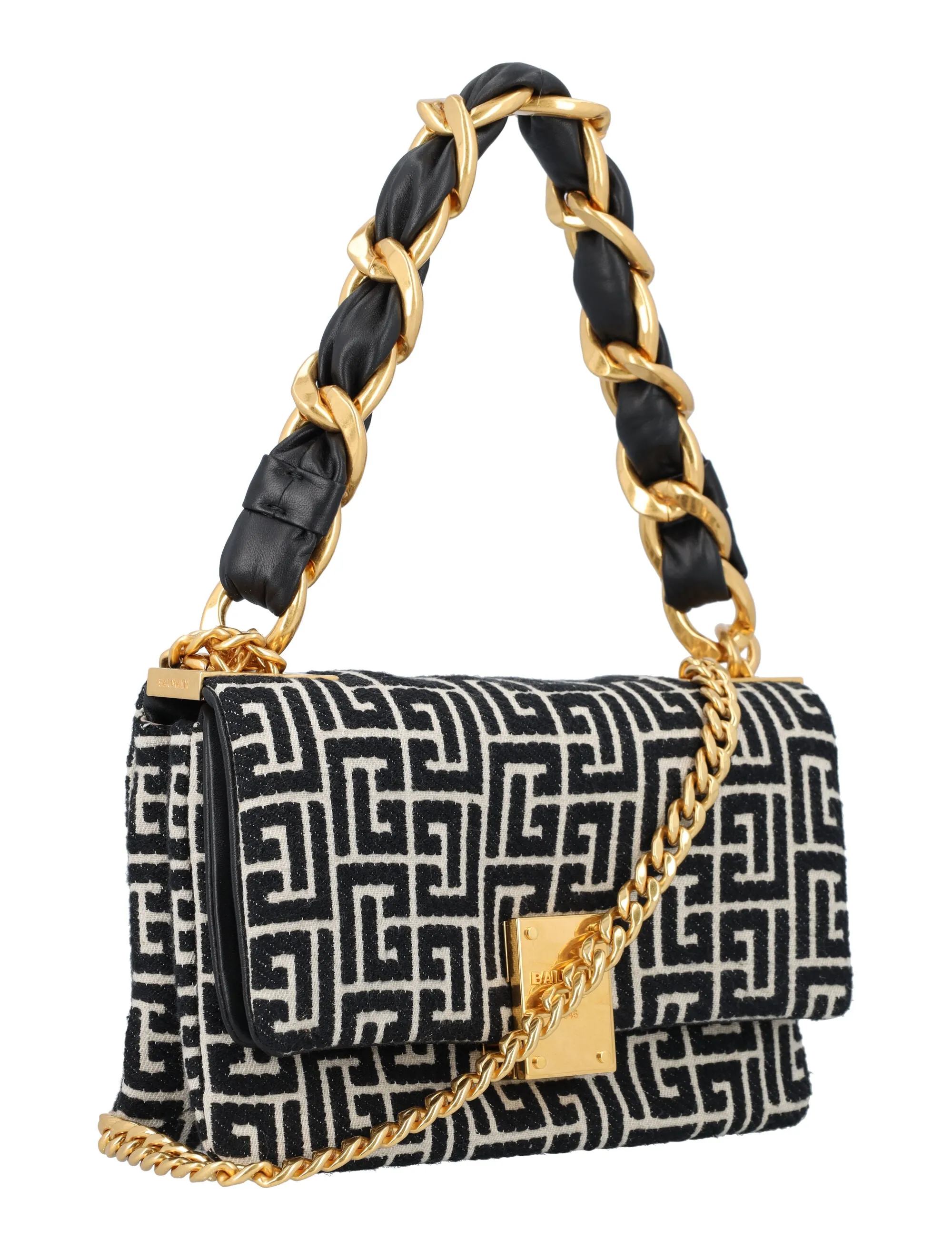 Balmain 1945 Small Monogram Jacquard Shoulder Bag