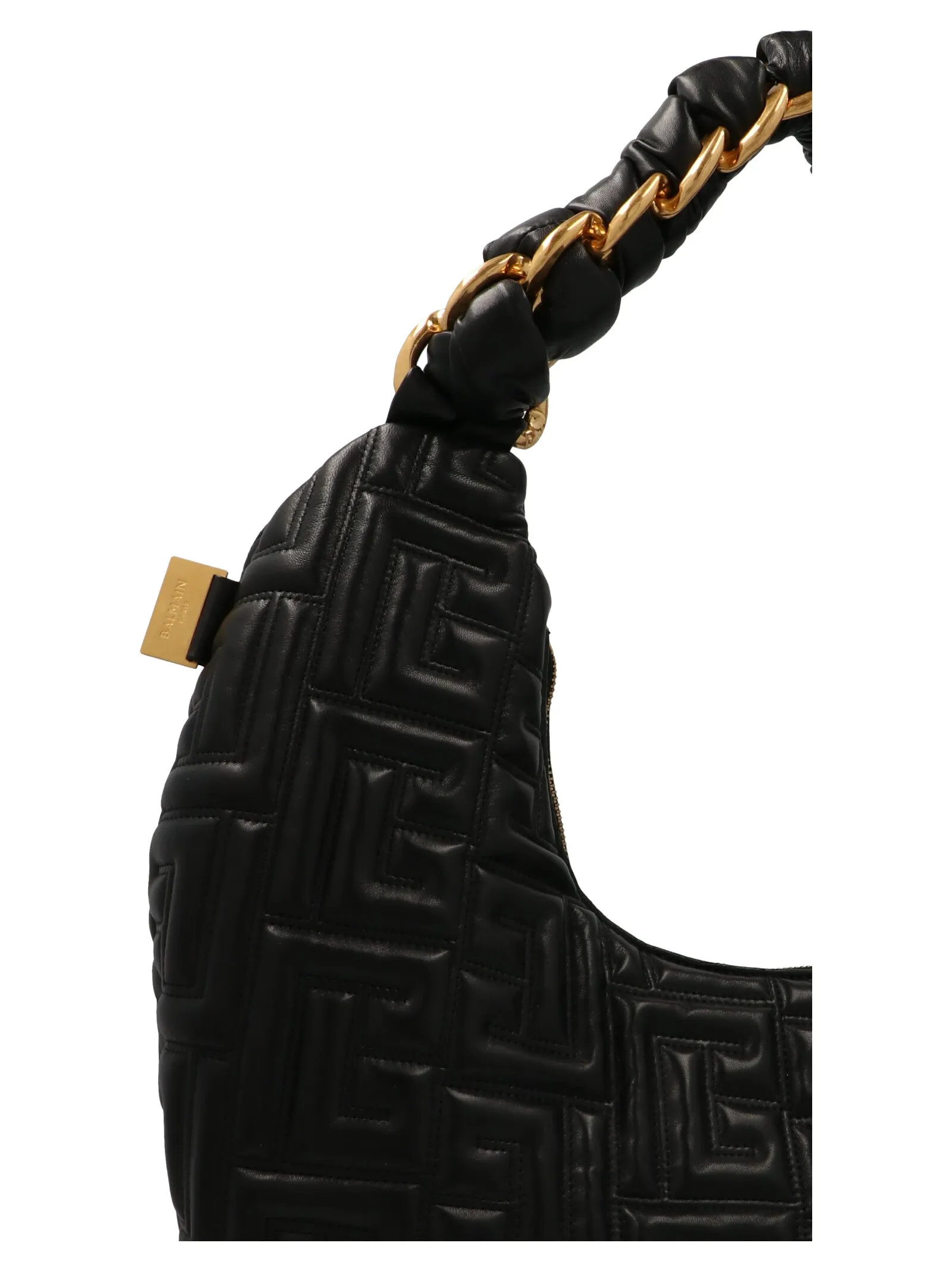 Balmain Allover Emboosed Zipped Shoulder Bag