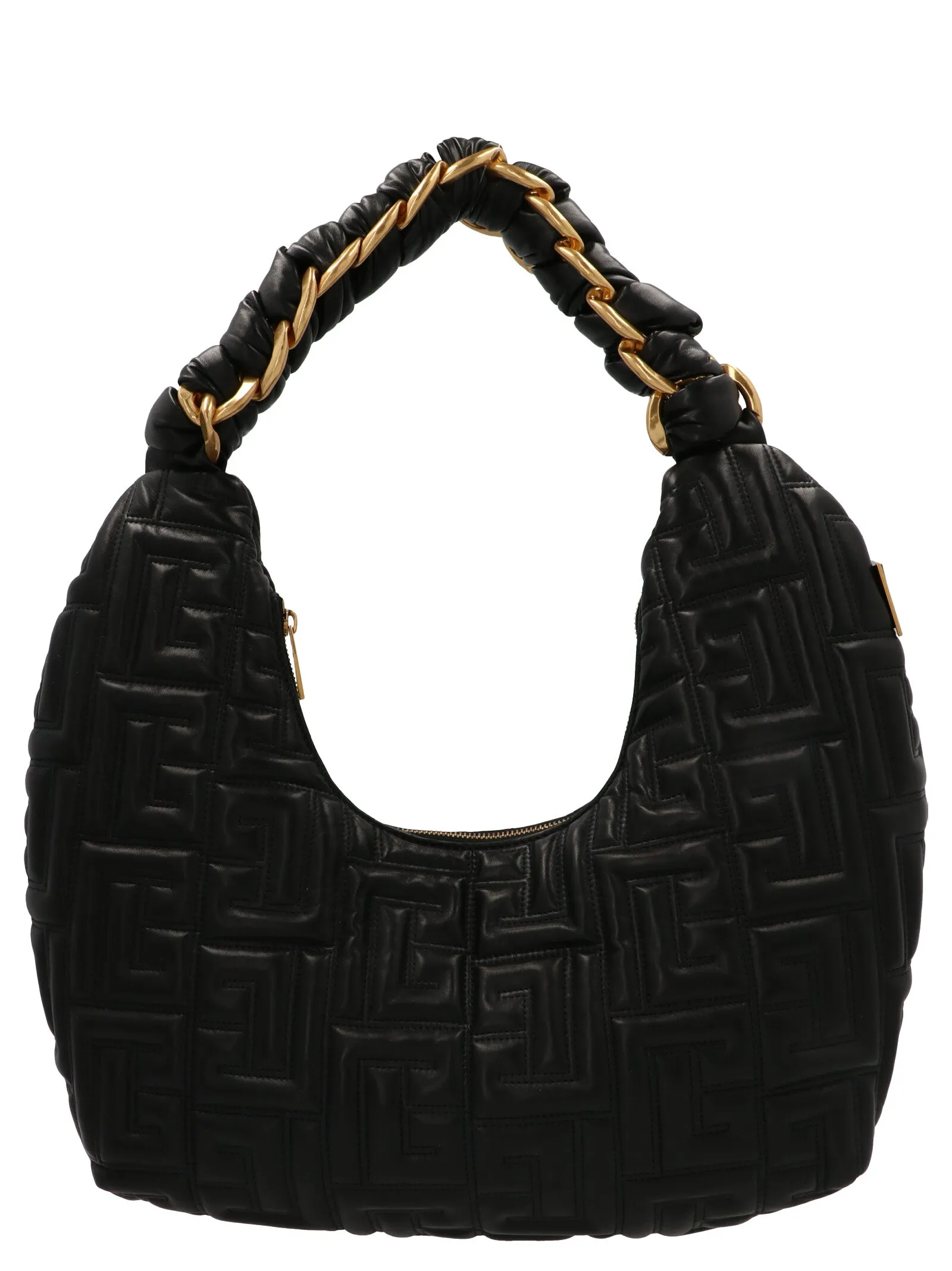 Balmain Allover Emboosed Zipped Shoulder Bag