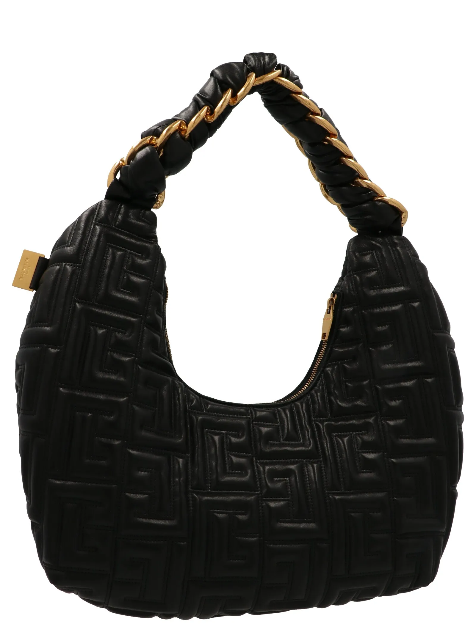 Balmain Allover Emboosed Zipped Shoulder Bag