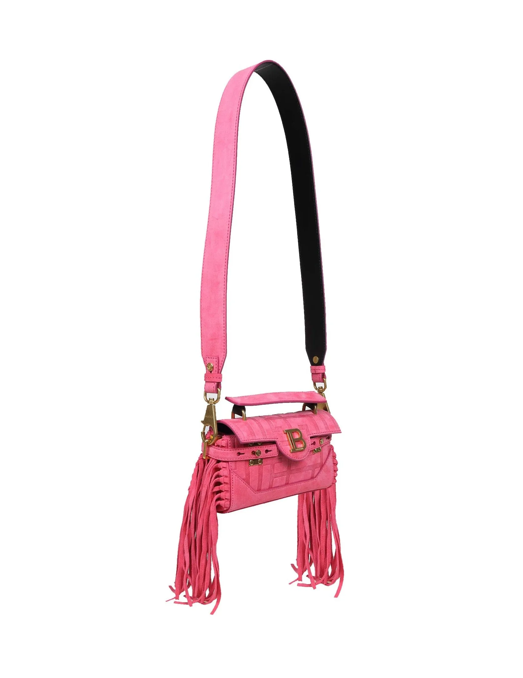 Balmain B-Buzz 19 Logo Plaque Fringed Crossbody Bag