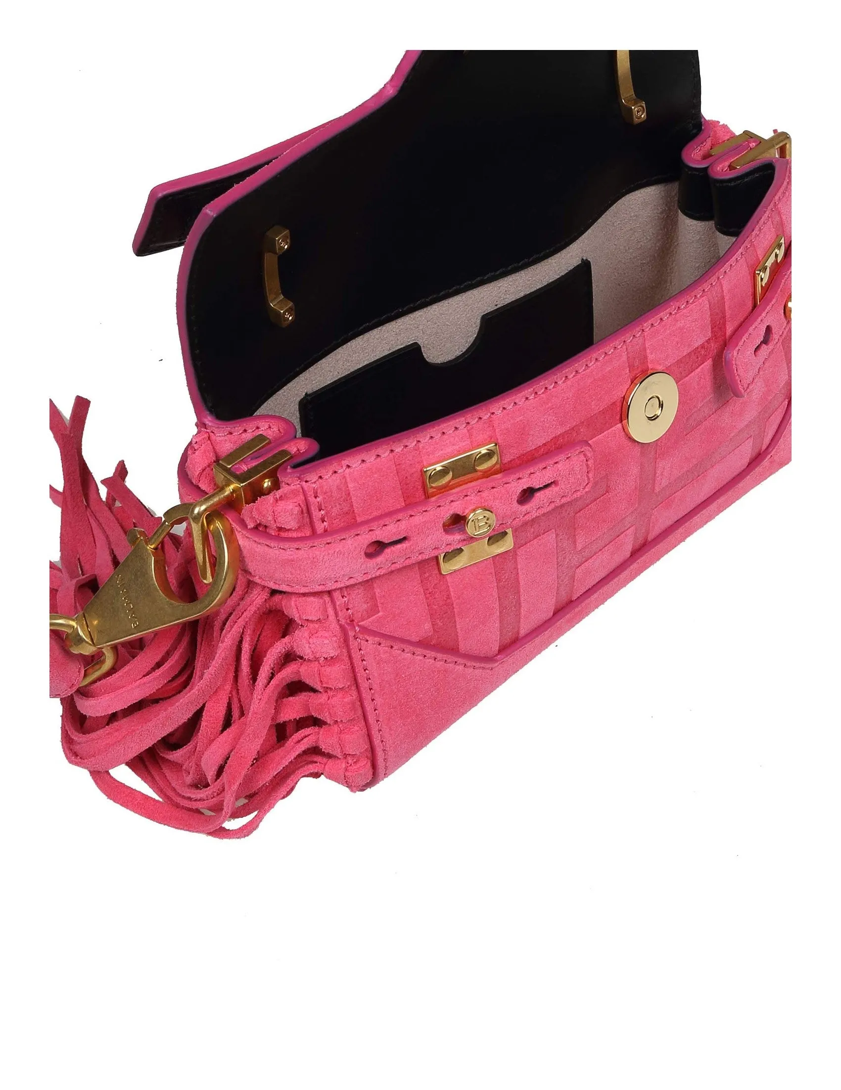 Balmain B-Buzz 19 Logo Plaque Fringed Crossbody Bag