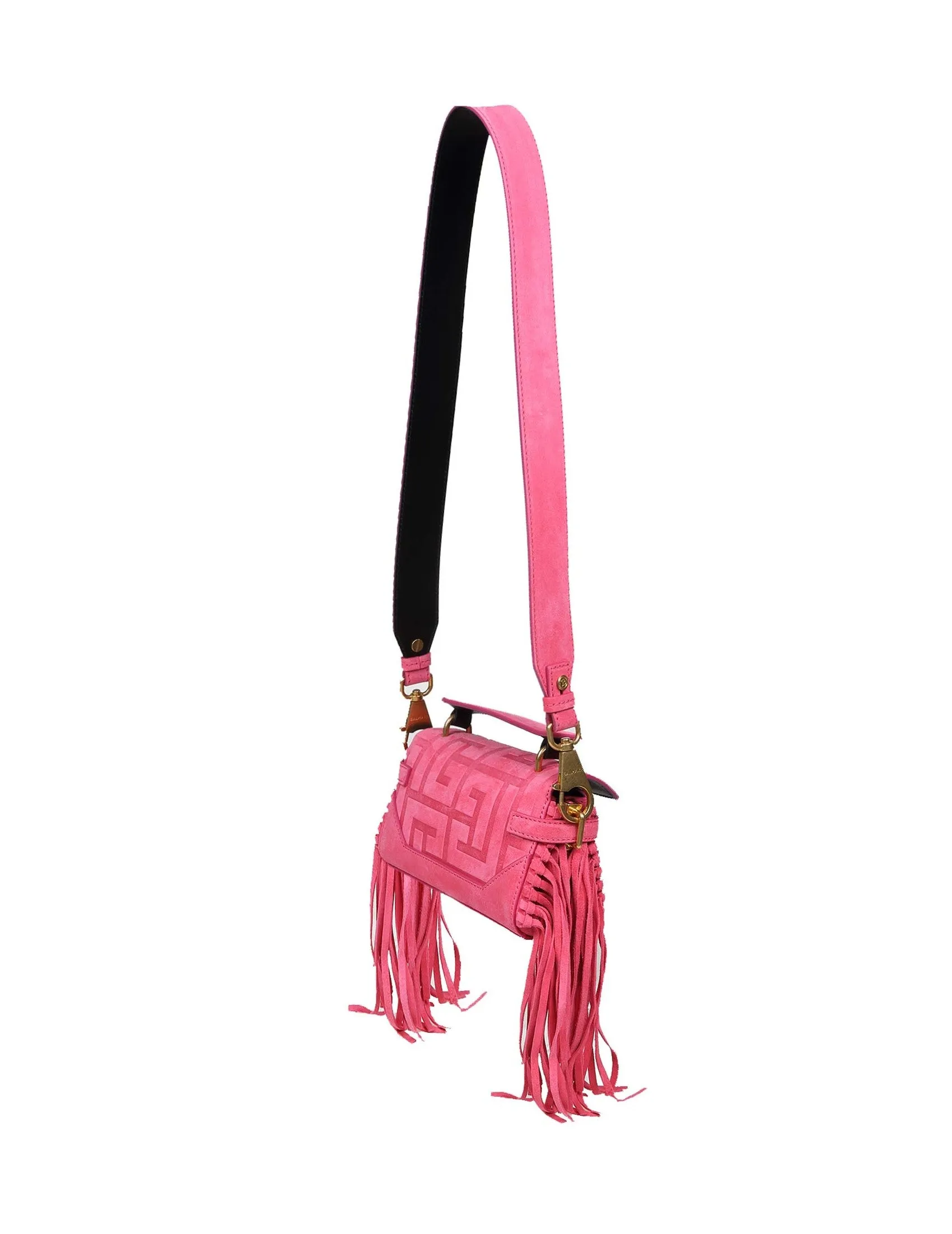 Balmain B-Buzz 19 Logo Plaque Fringed Crossbody Bag