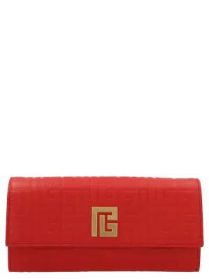 Balmain Logo Plaque Debossed Monogram Shoulder Bag