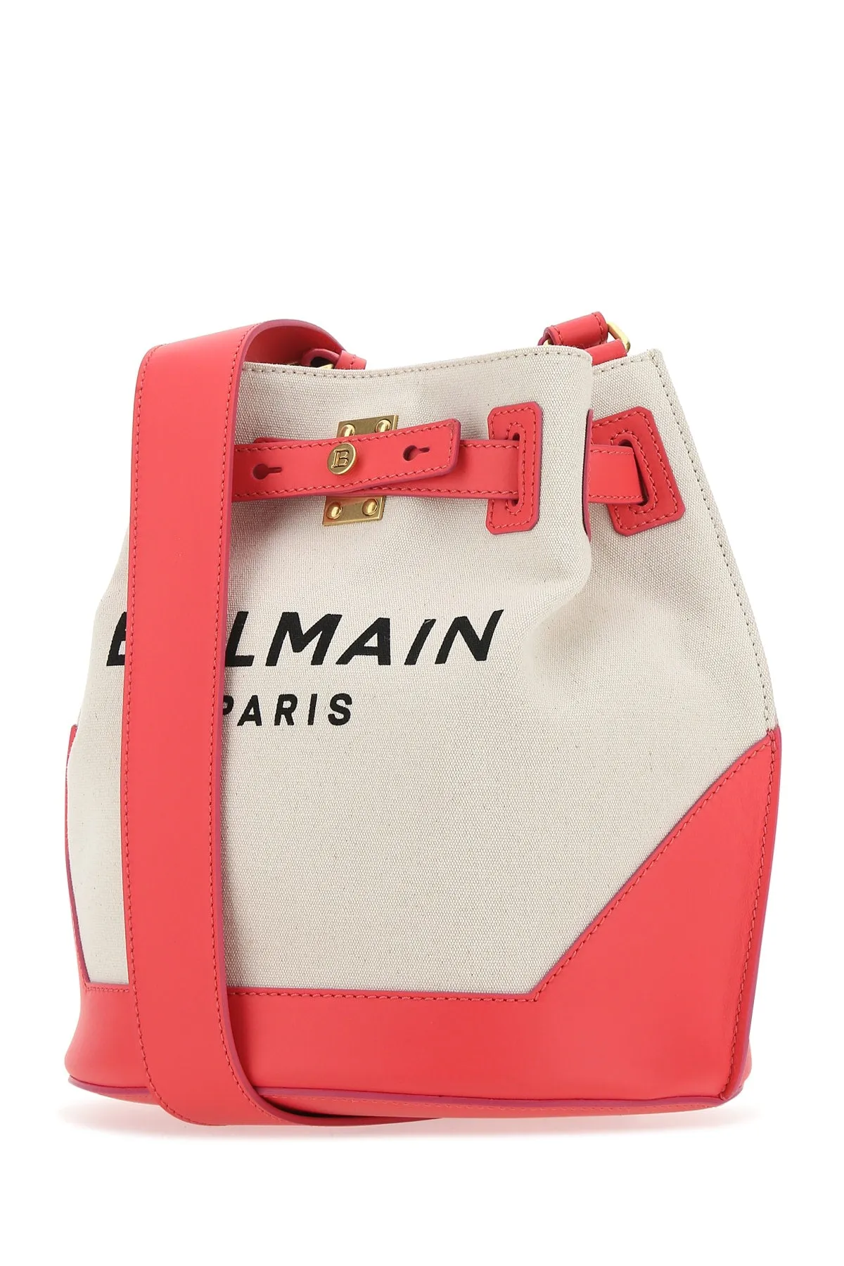 Balmain Logo Printed Strapped Bucket Bag