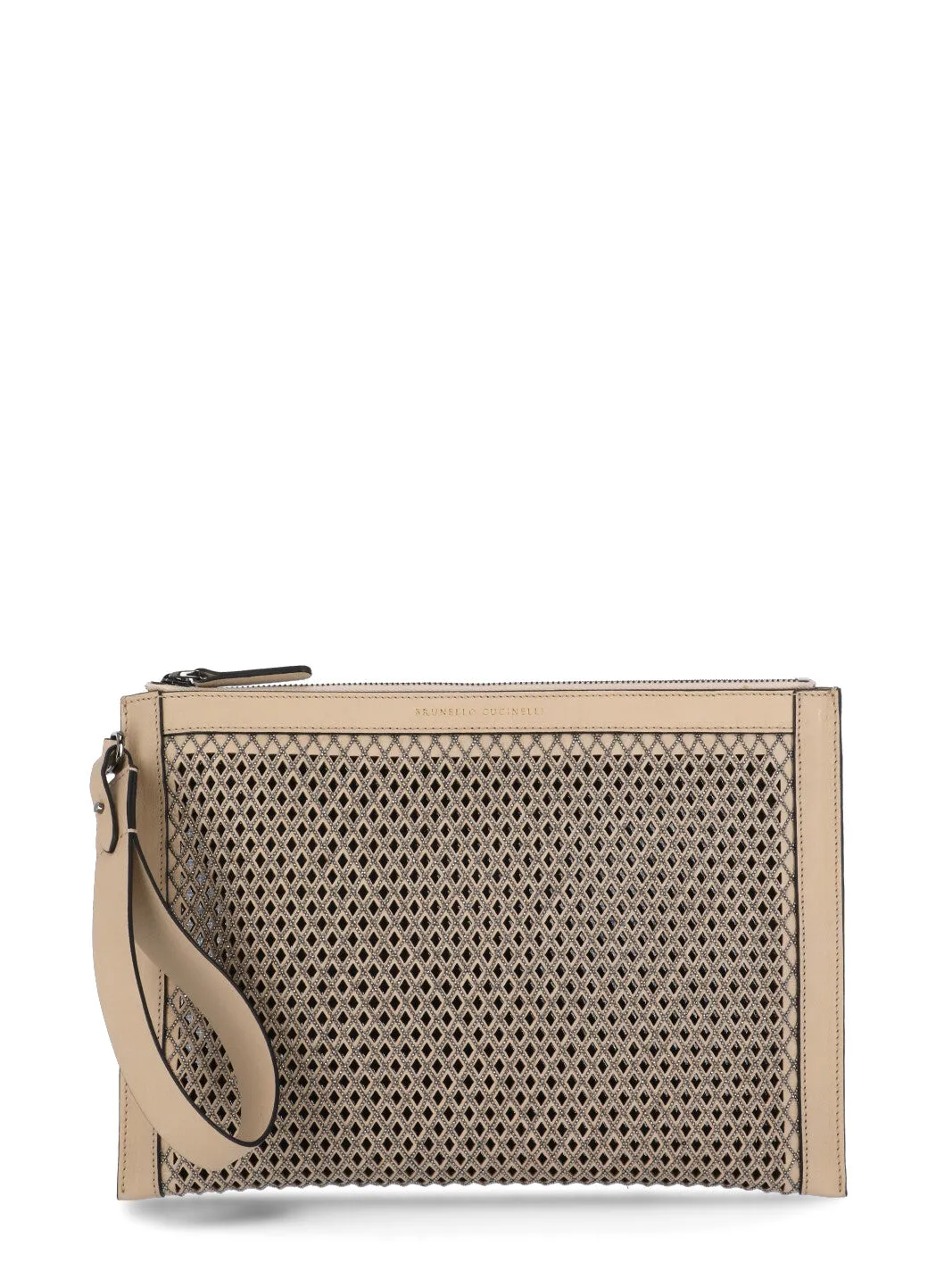 Brunello Cucinelli Panelled Wrist Strap Clutch