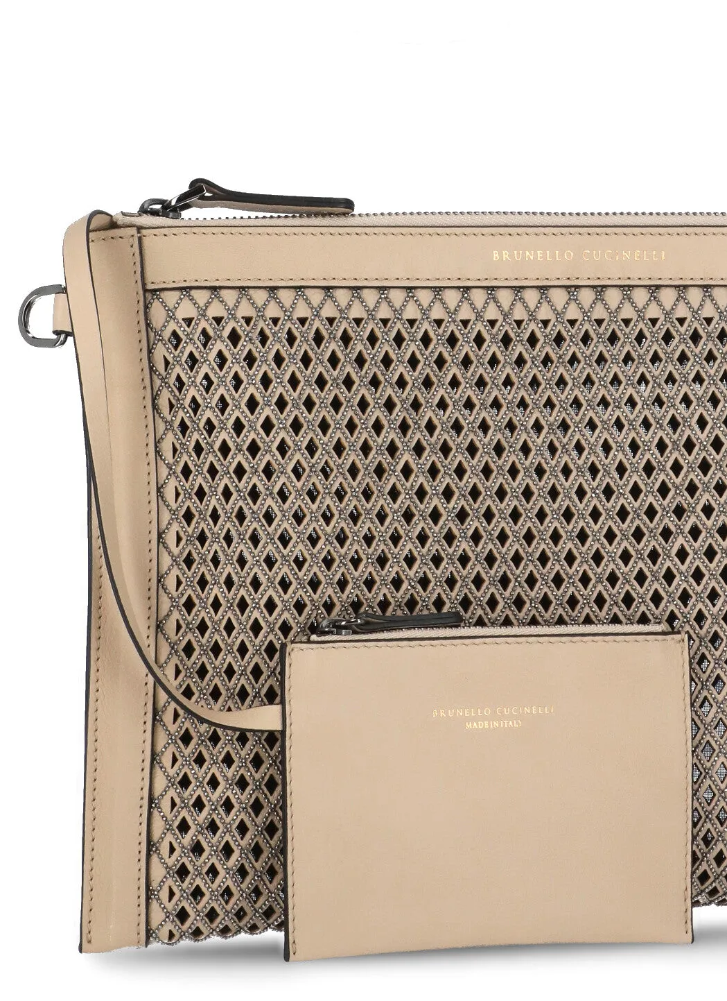 Brunello Cucinelli Panelled Wrist Strap Clutch