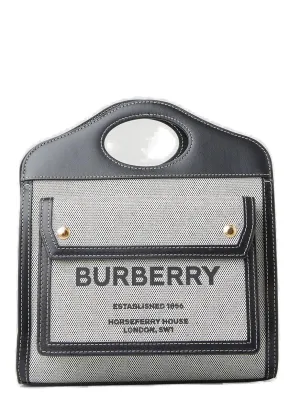 Burberry Logo Print Tri-Tone Medium Pocket Bag