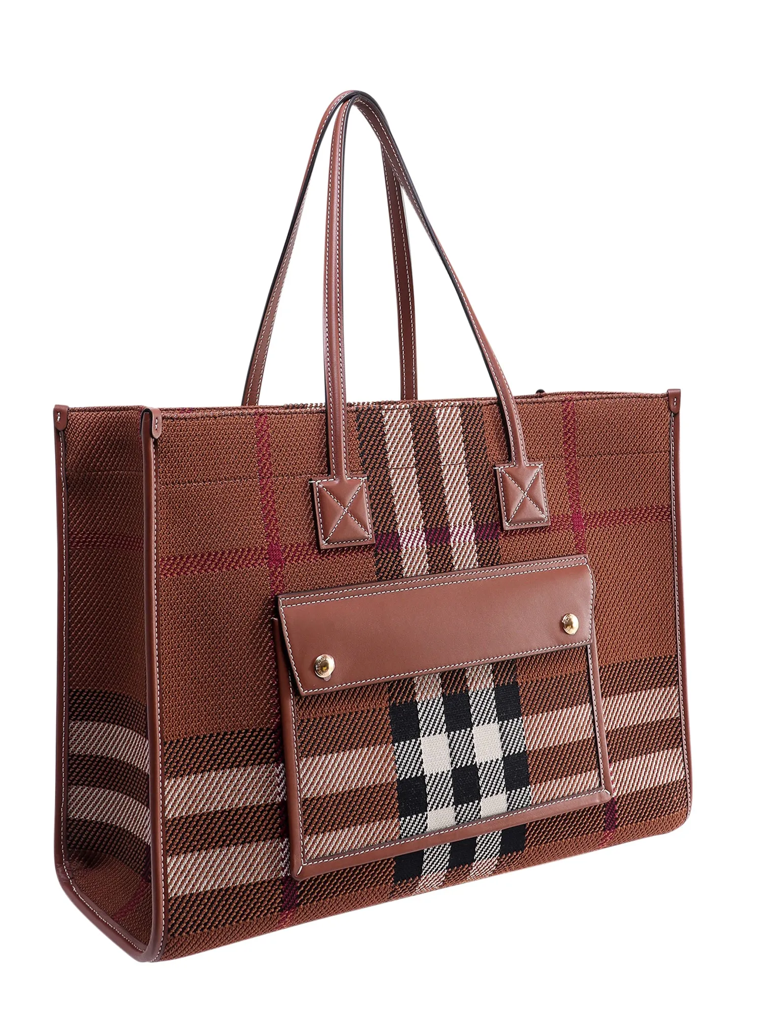 Burberry Medium Knitted Check Freya Tote Bag