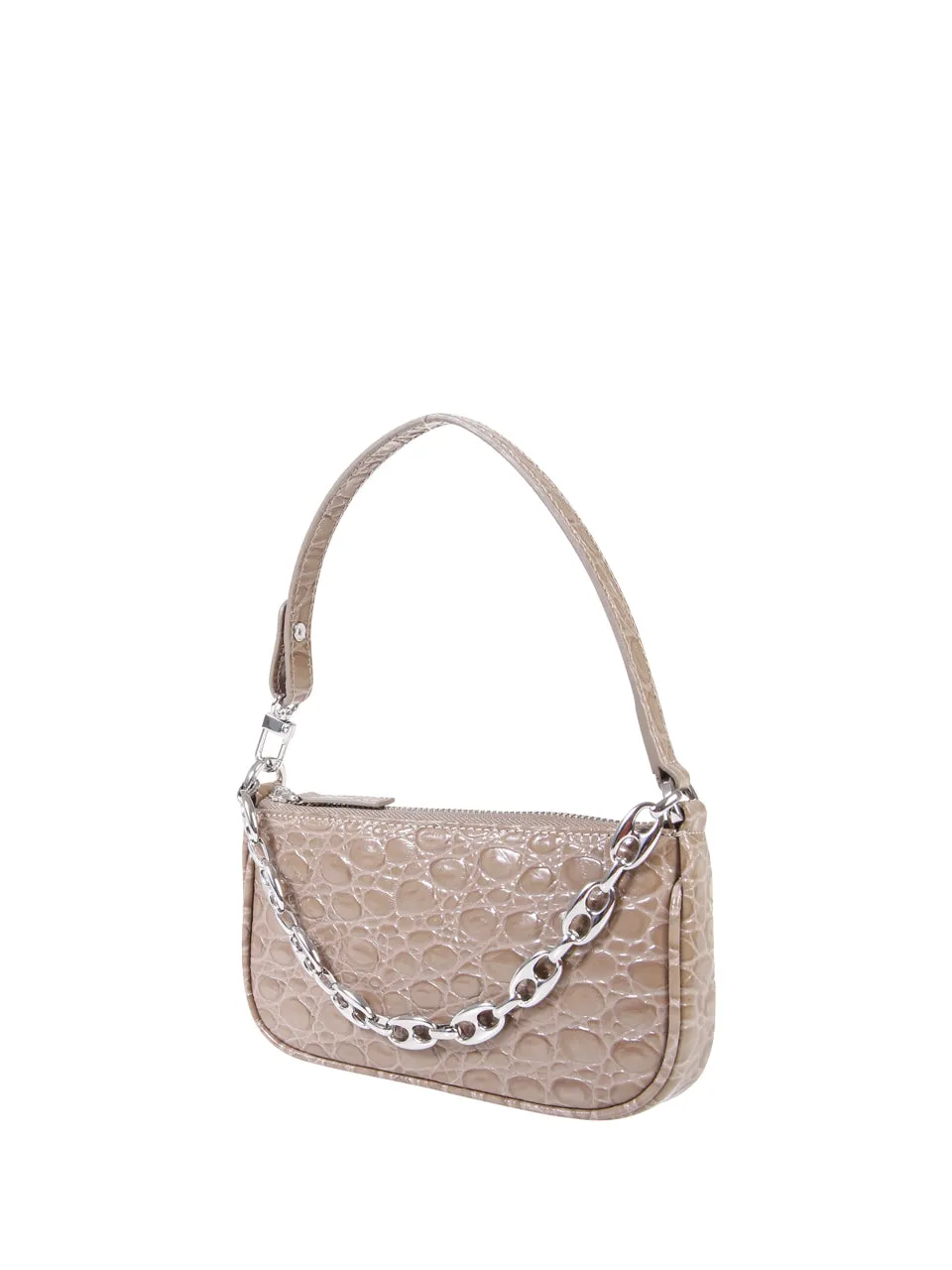 By Far Rachel Embossed Chain Detailed Mini Shoulder Bag