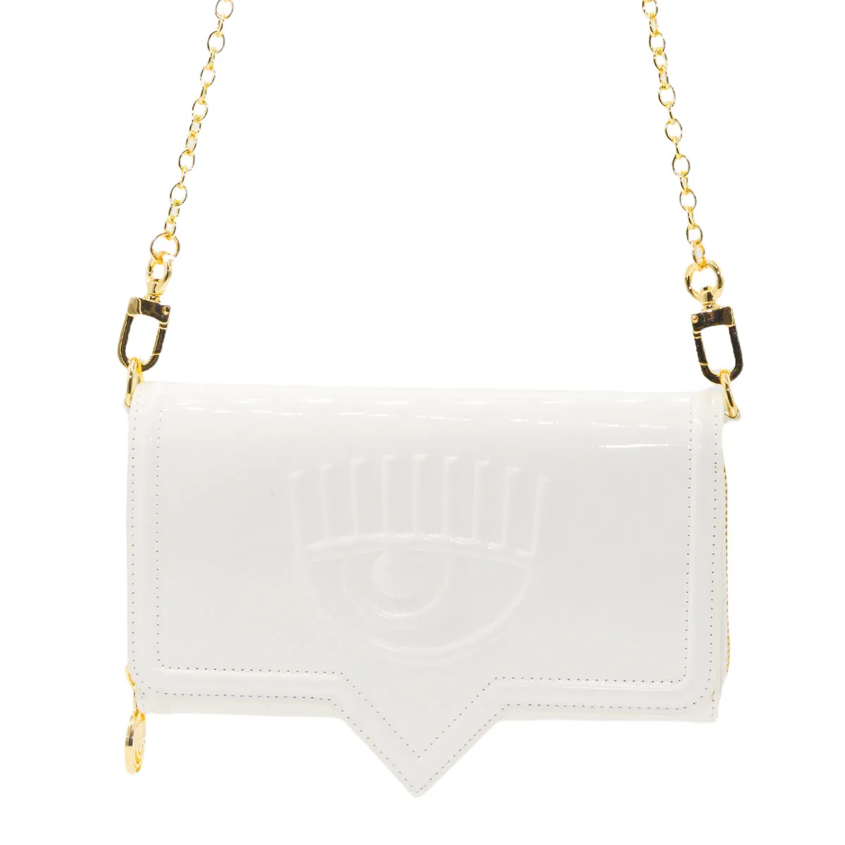 Chiara Ferragni Eyelike Embossed Chain-Link Clutch Bag