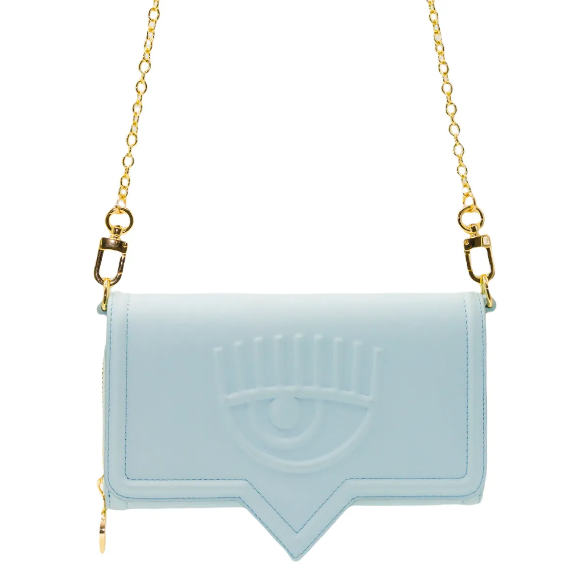 Chiara Ferragni Eyelike Embossed Chain-Link Clutch Bag