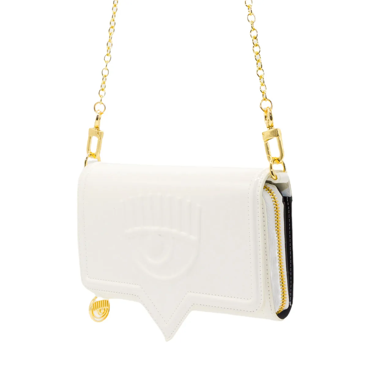 Chiara Ferragni Eyelike Embossed Chain-Link Clutch Bag