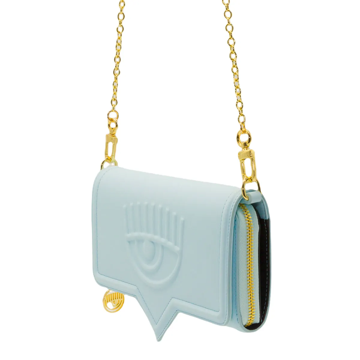 Chiara Ferragni Eyelike Embossed Chain-Link Clutch Bag