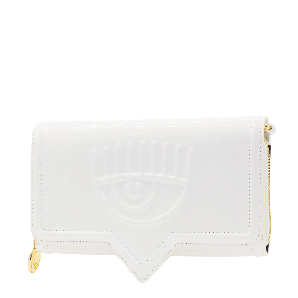 Chiara Ferragni Eyelike Embossed Chain-Link Clutch Bag