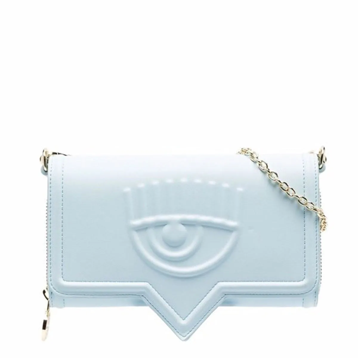Chiara Ferragni Eyelike Embossed Chain-Link Clutch Bag