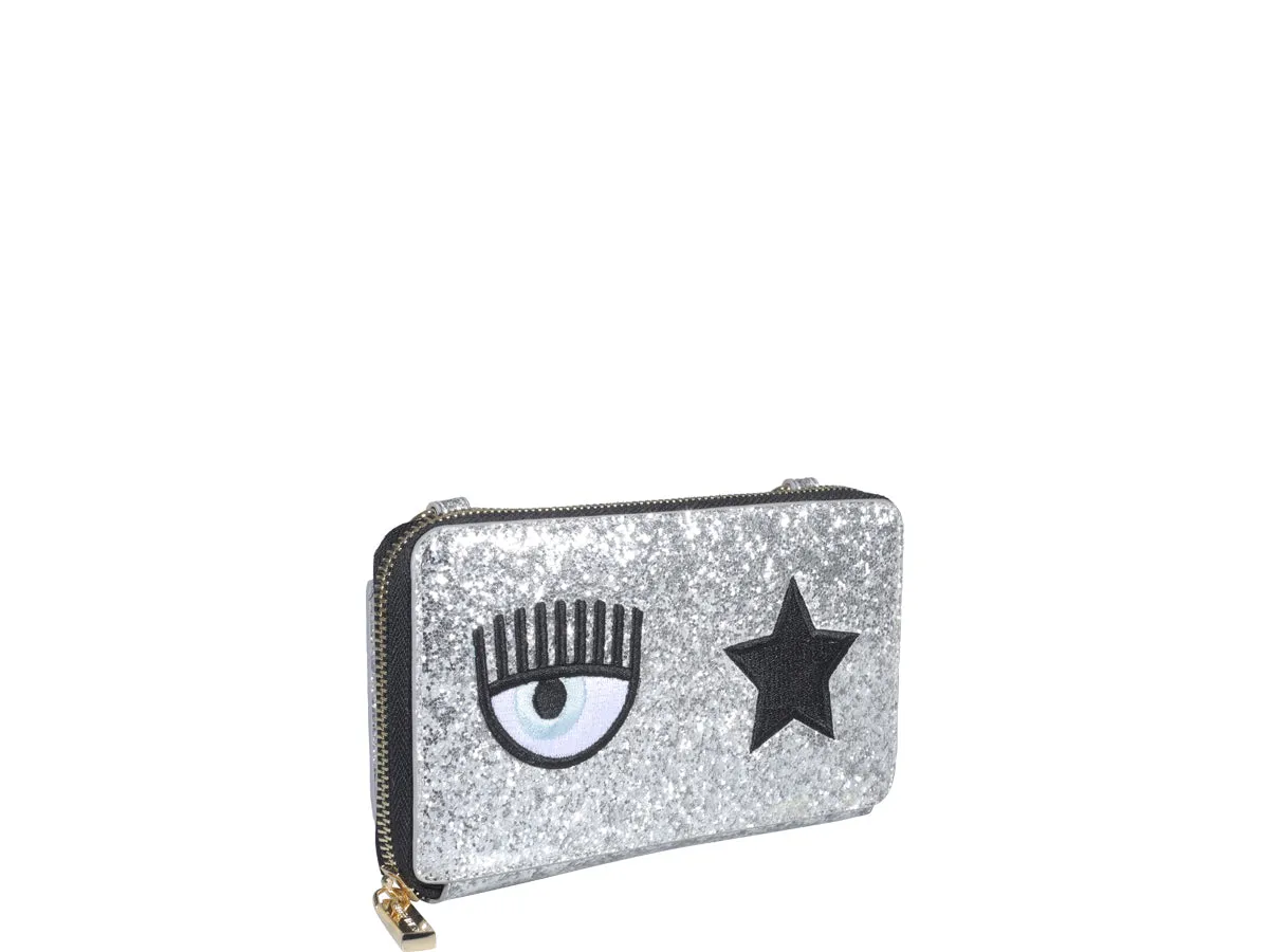 Chiara Ferragni Eyestar Detail Glitter Embellished Crossbody Bag