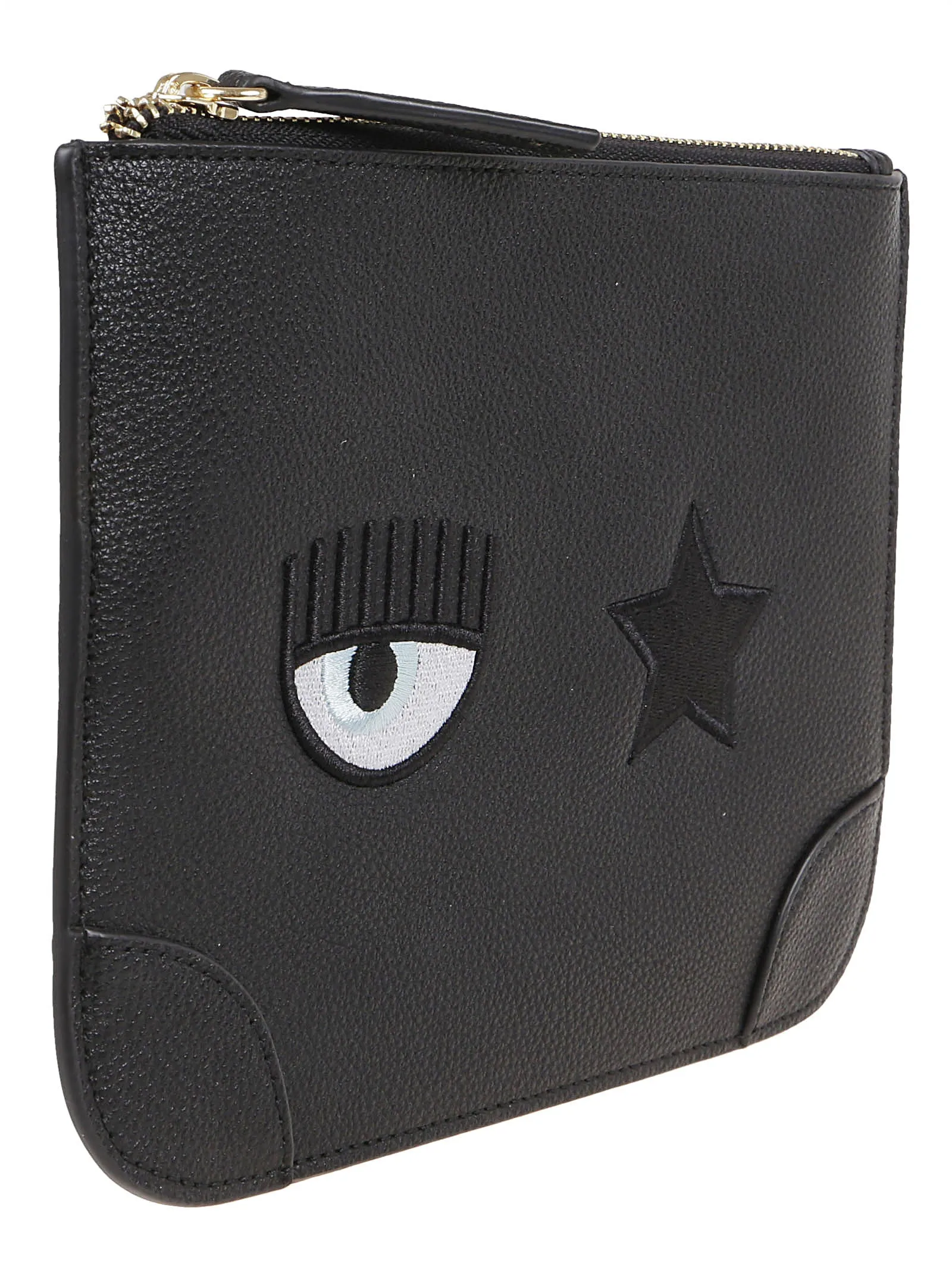 Chiara Ferragni Logo-Patch Zipped Clutch Bag