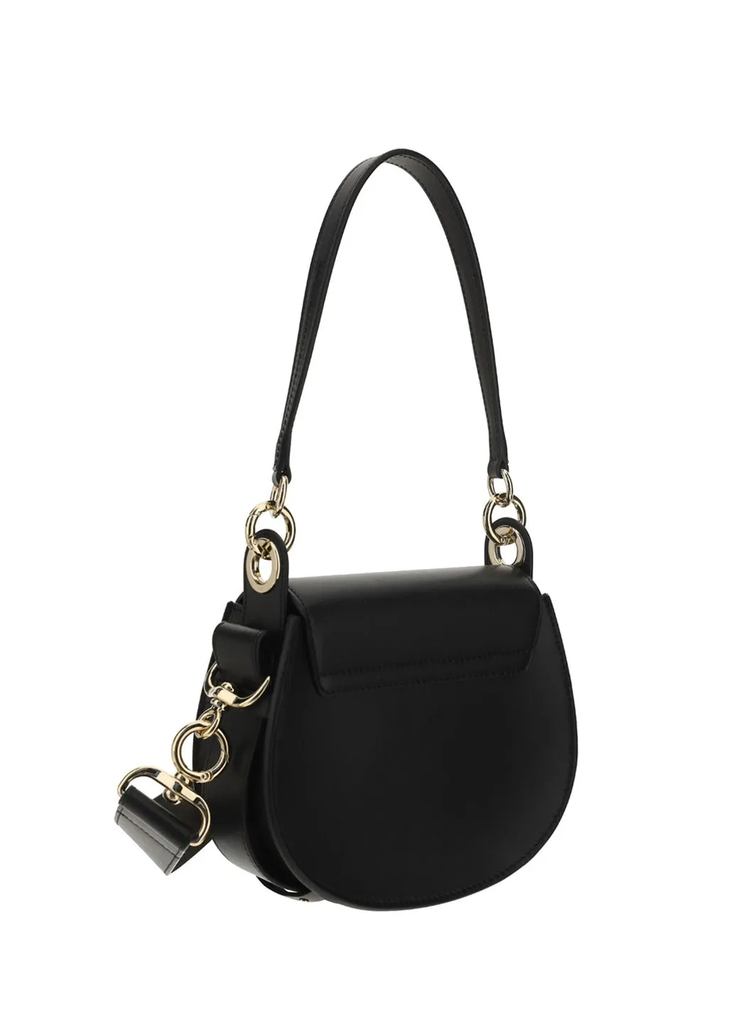 Chlo Tess Logo Embossed Ring Embellished Shoulder Bag