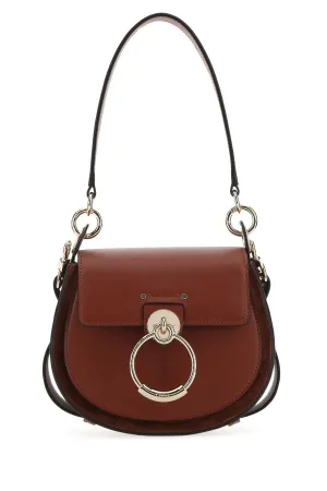 Chlo Tess Logo Embossed Ring Embellished Shoulder Bag