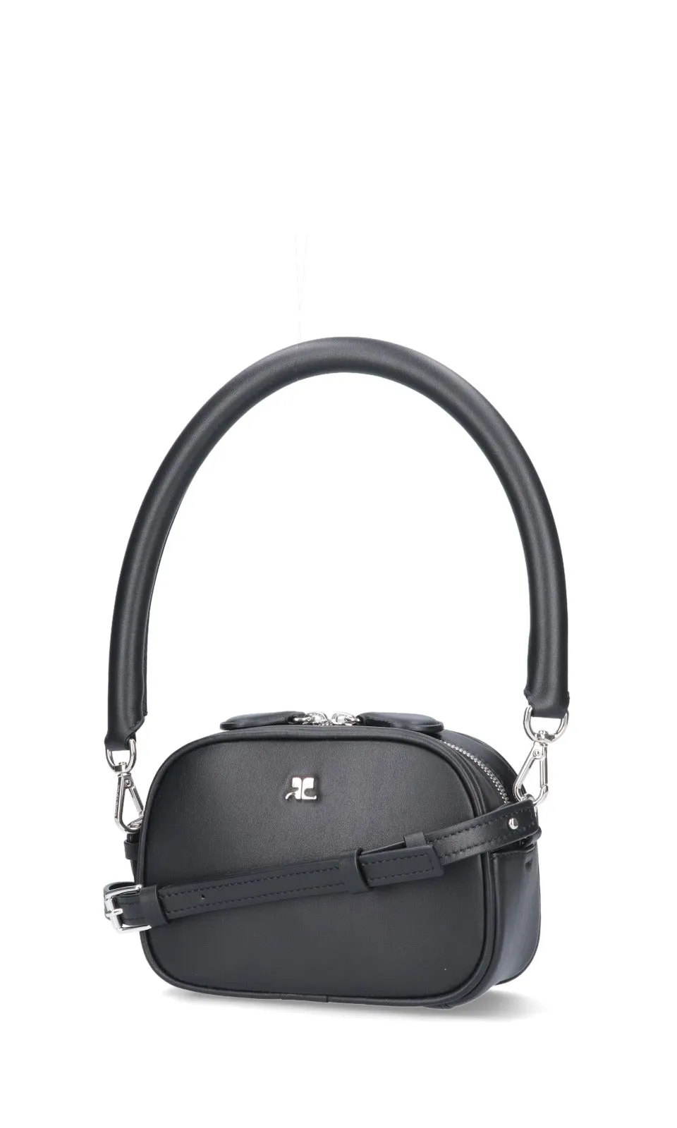 Courrges Logo Plaque Zip-Up Shoulder Bag