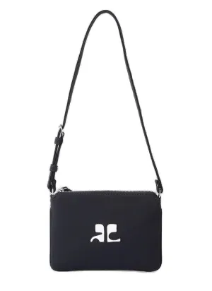 Courrges Logo Printed Zipped Shoulder Bag