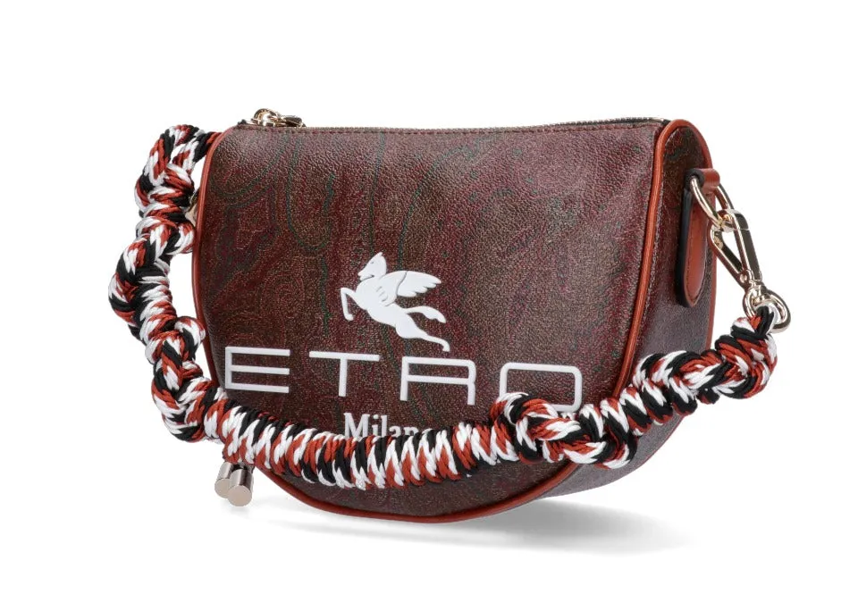 Etro Paisley Printed Logo Embossed Shoulder Bag