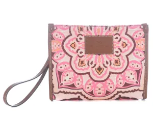 Etro Paisley Printed Logo Patch Clutch Bag