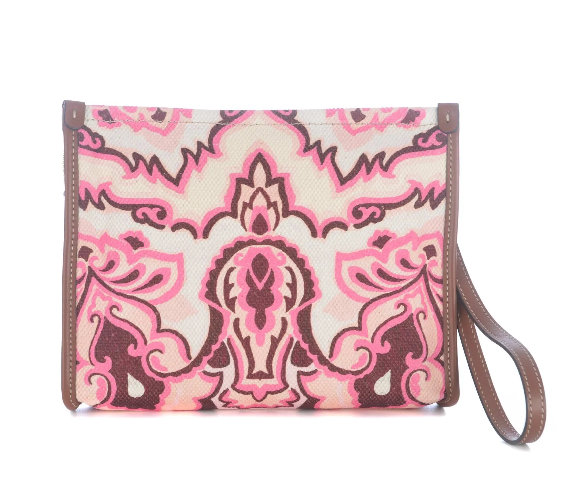 Etro Paisley Printed Logo Patch Clutch Bag