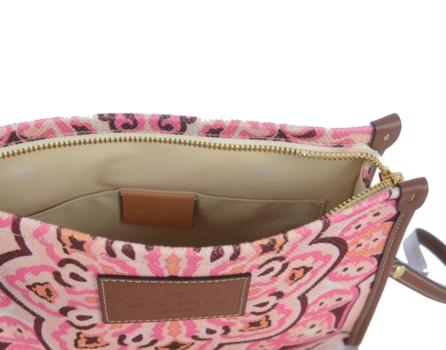 Etro Paisley Printed Logo Patch Clutch Bag