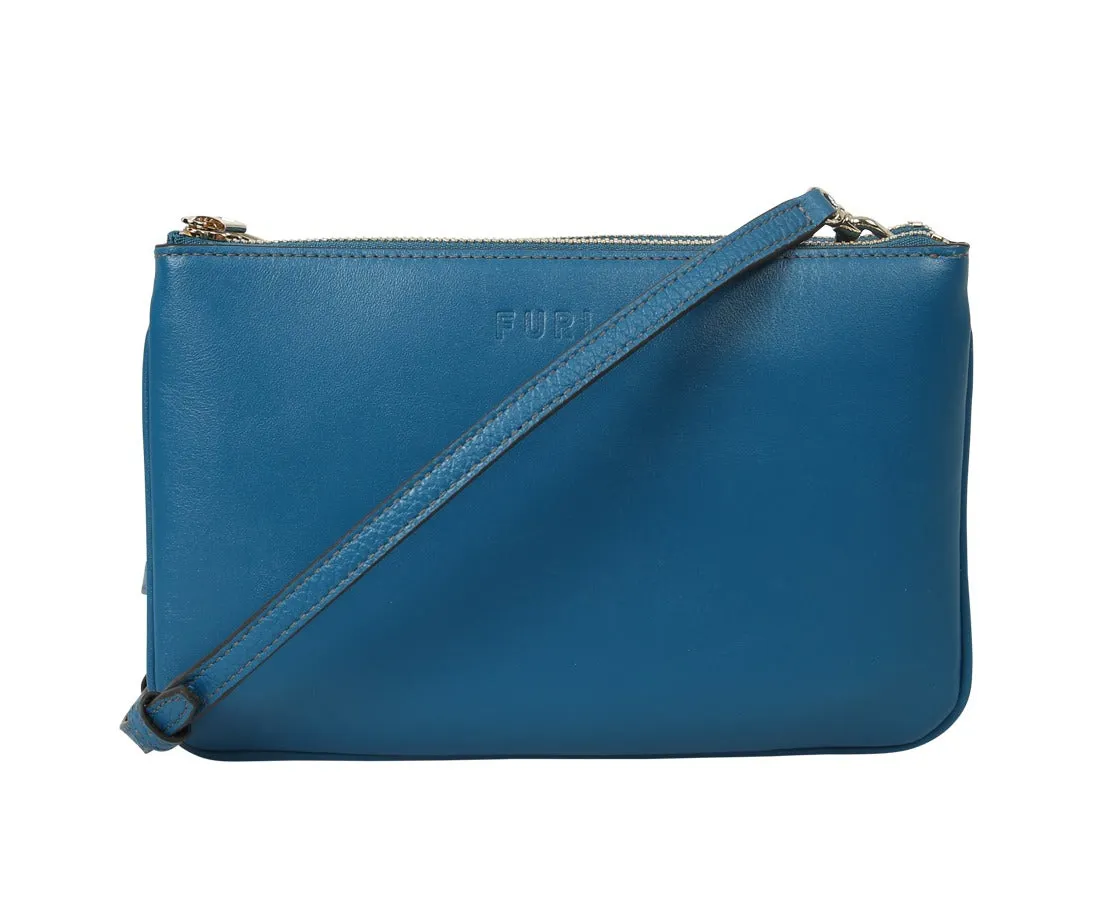 Furla Logo Debossed Top Zip Crossbody Bag