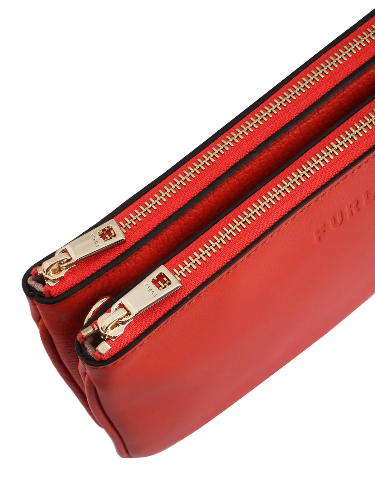Furla Logo Debossed Top Zip Crossbody Bag