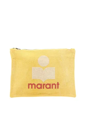 Isabel Marant Logo Printed Zipped Clutch Bag