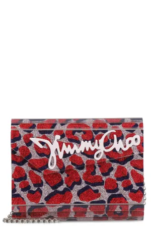Jimmy Choo Candy Logo Print Glitter Box Clutch