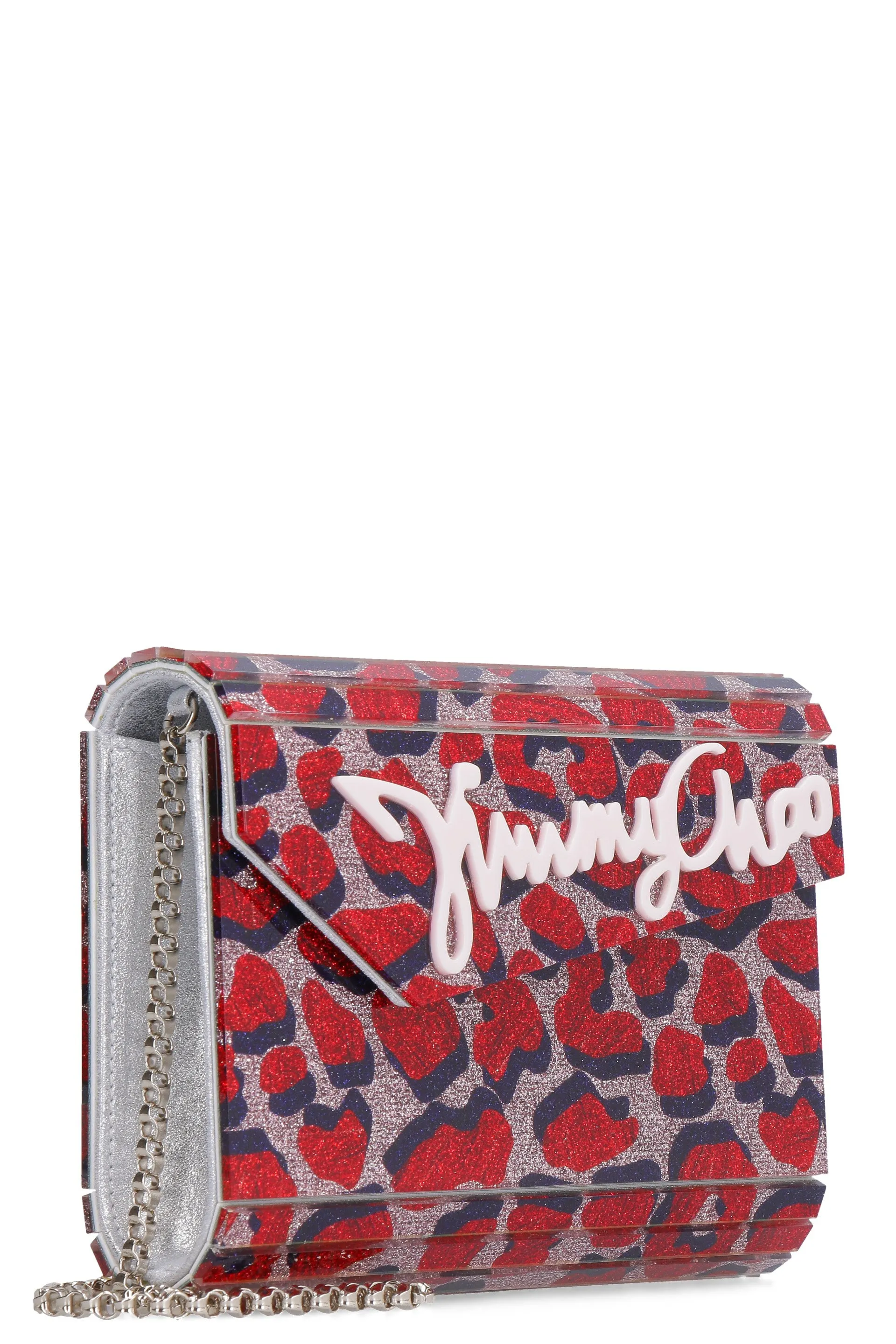 Jimmy Choo Candy Logo Print Glitter Box Clutch