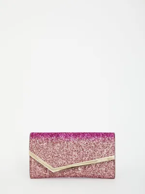 Jimmy Choo Emmie Glitter Detailed Logo Engraved Clutch Bag
