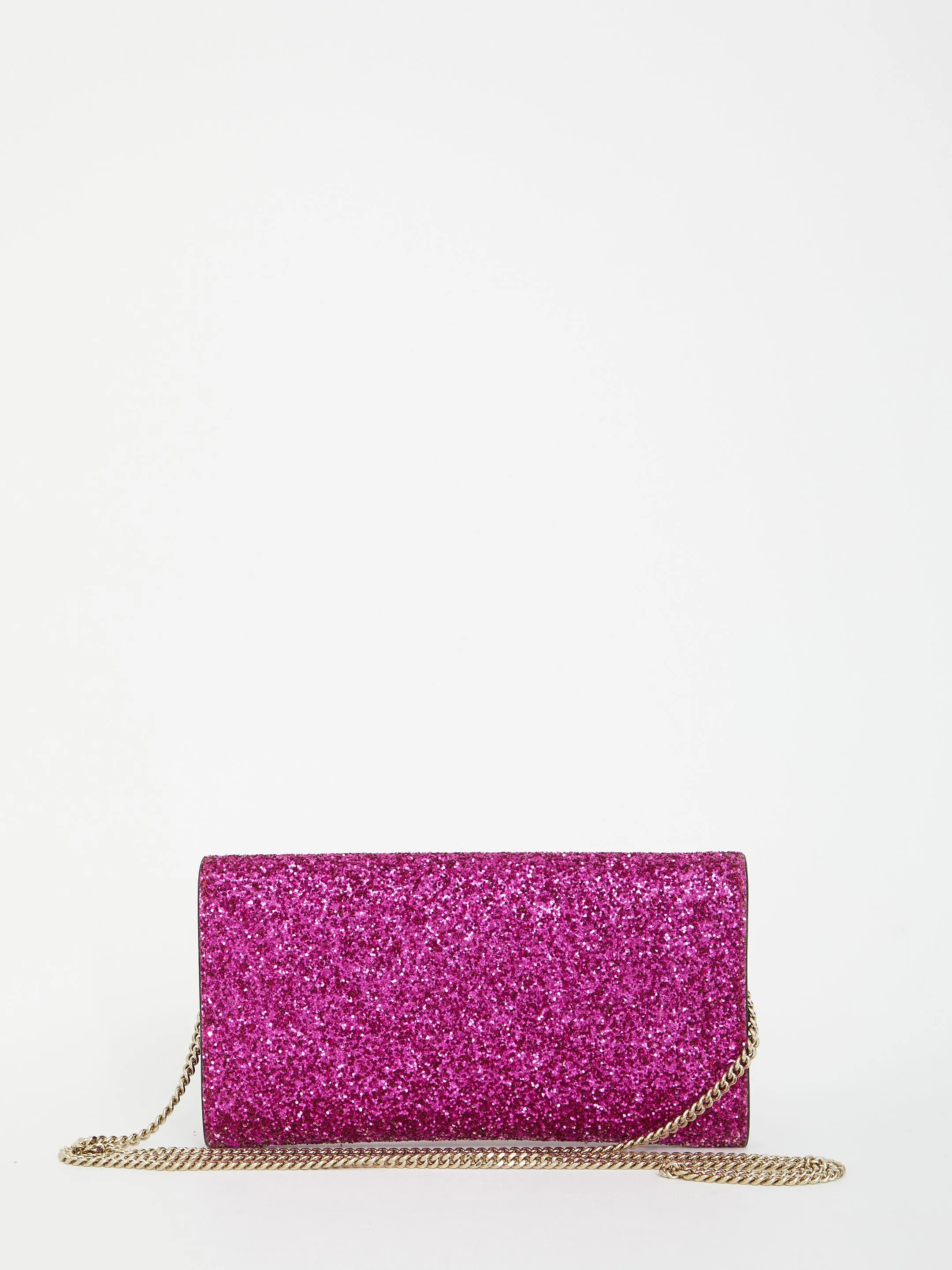 Jimmy Choo Emmie Glitter Detailed Logo Engraved Clutch Bag