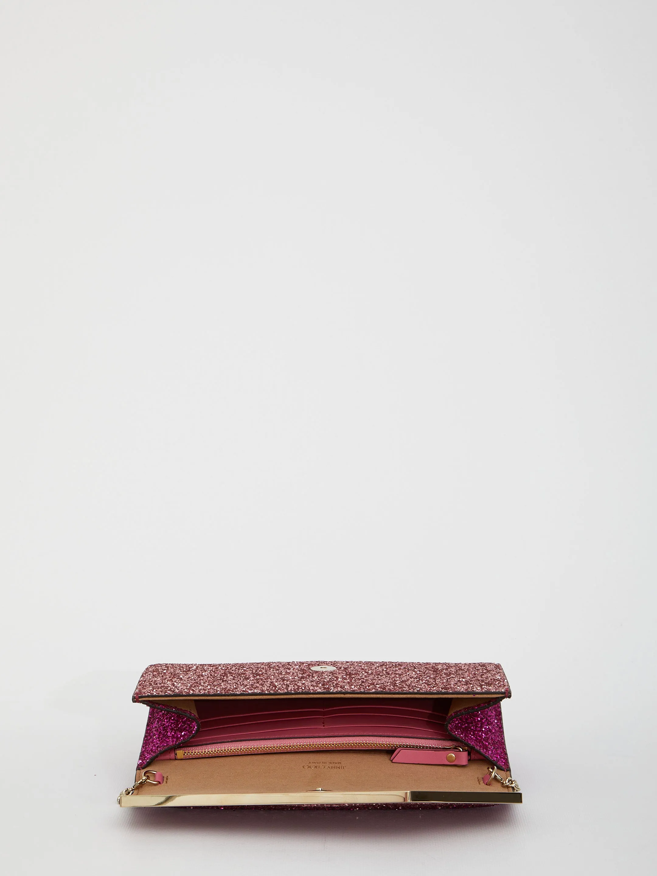 Jimmy Choo Emmie Glitter Detailed Logo Engraved Clutch Bag