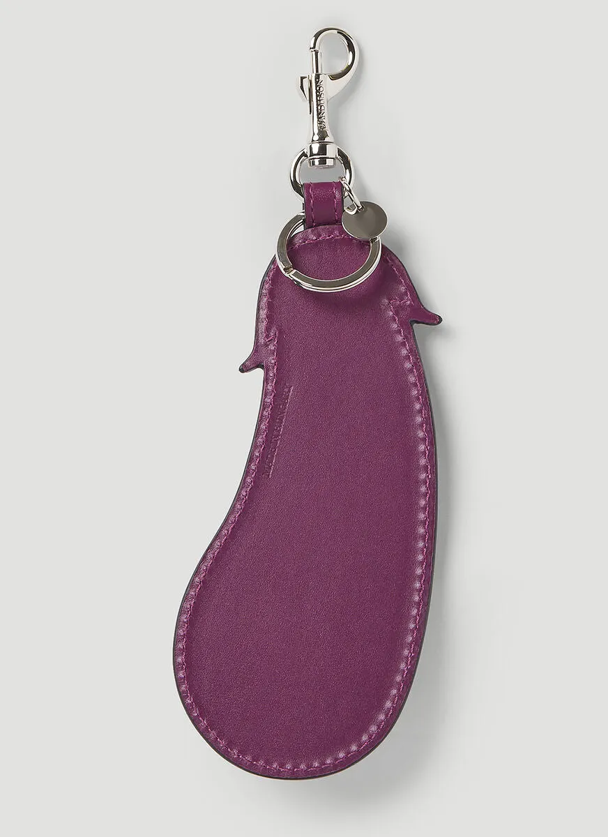 JW Anderson Logo Debossed Eggplant Keyring