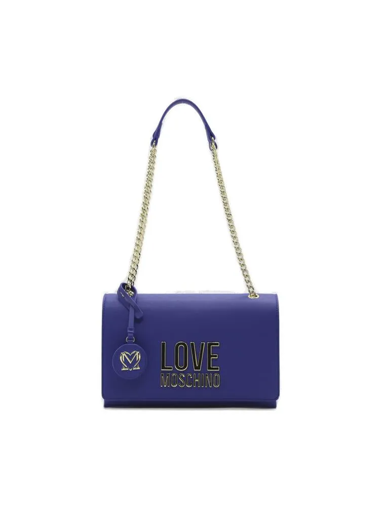 Love Moschino Logo Plaque Fold-Over Shoulder Bag