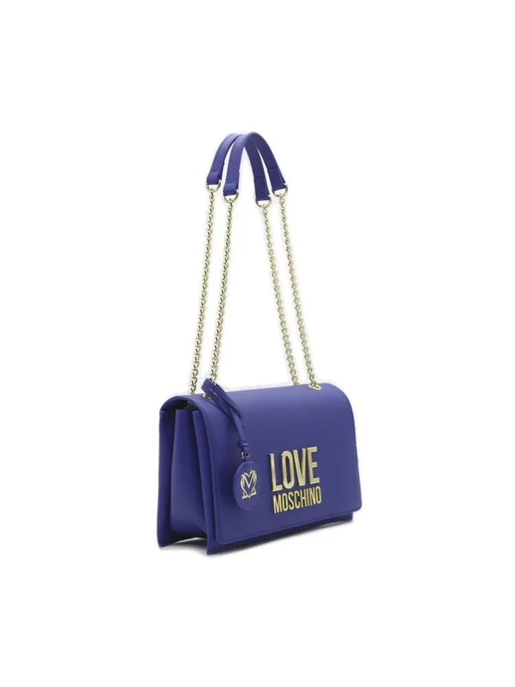 Love Moschino Logo Plaque Fold-Over Shoulder Bag