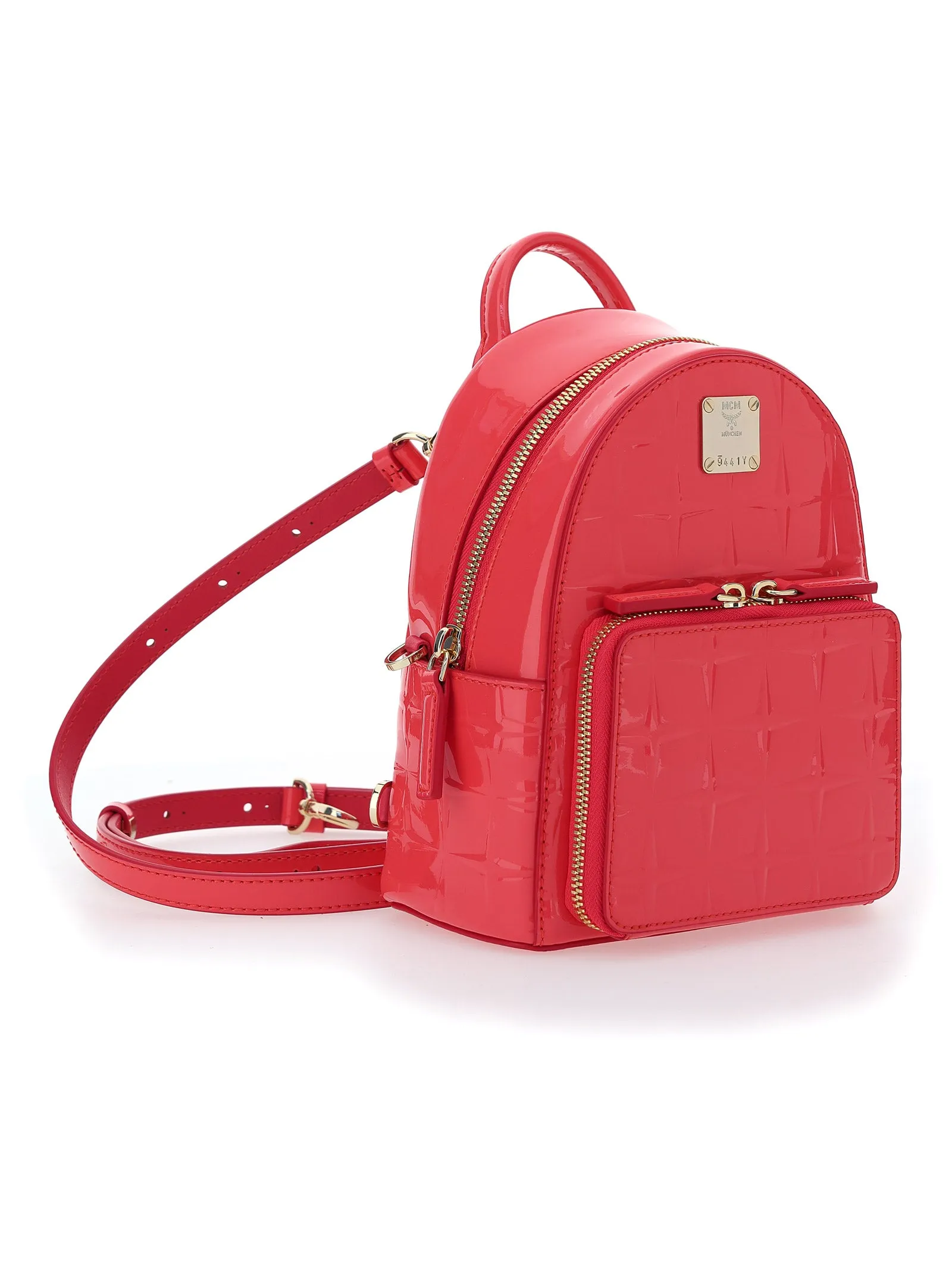 MCM Logo Plaque Embossed Backpack