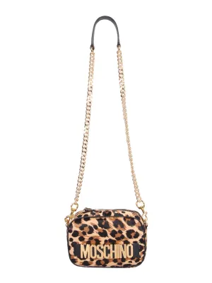 Moschino Logo Plaque Leopard Print Crossbody Bag