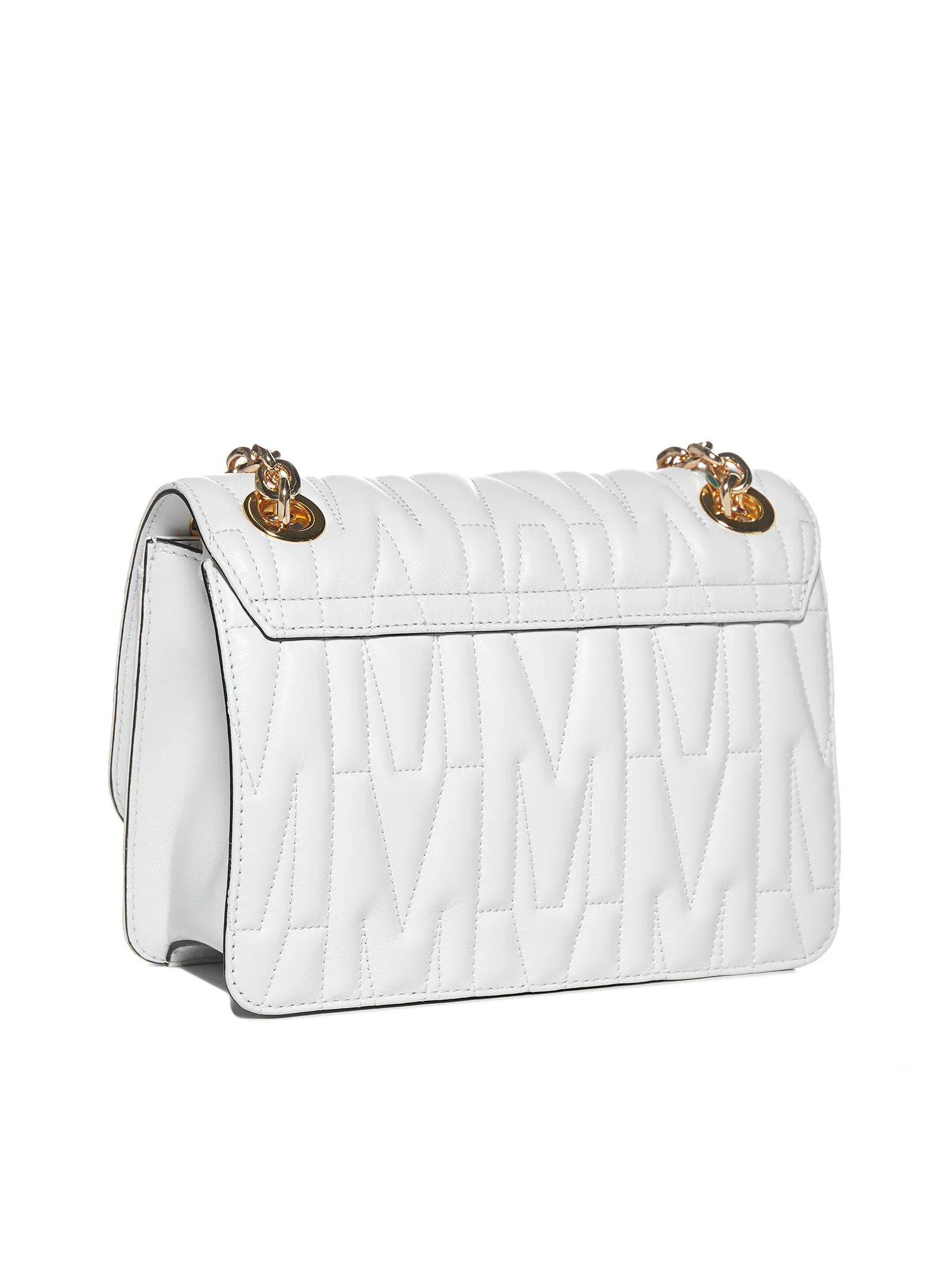 Moschino Logo Plaque Quilted Shoulder Bag