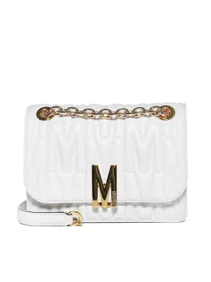 Moschino Logo Plaque Quilted Shoulder Bag