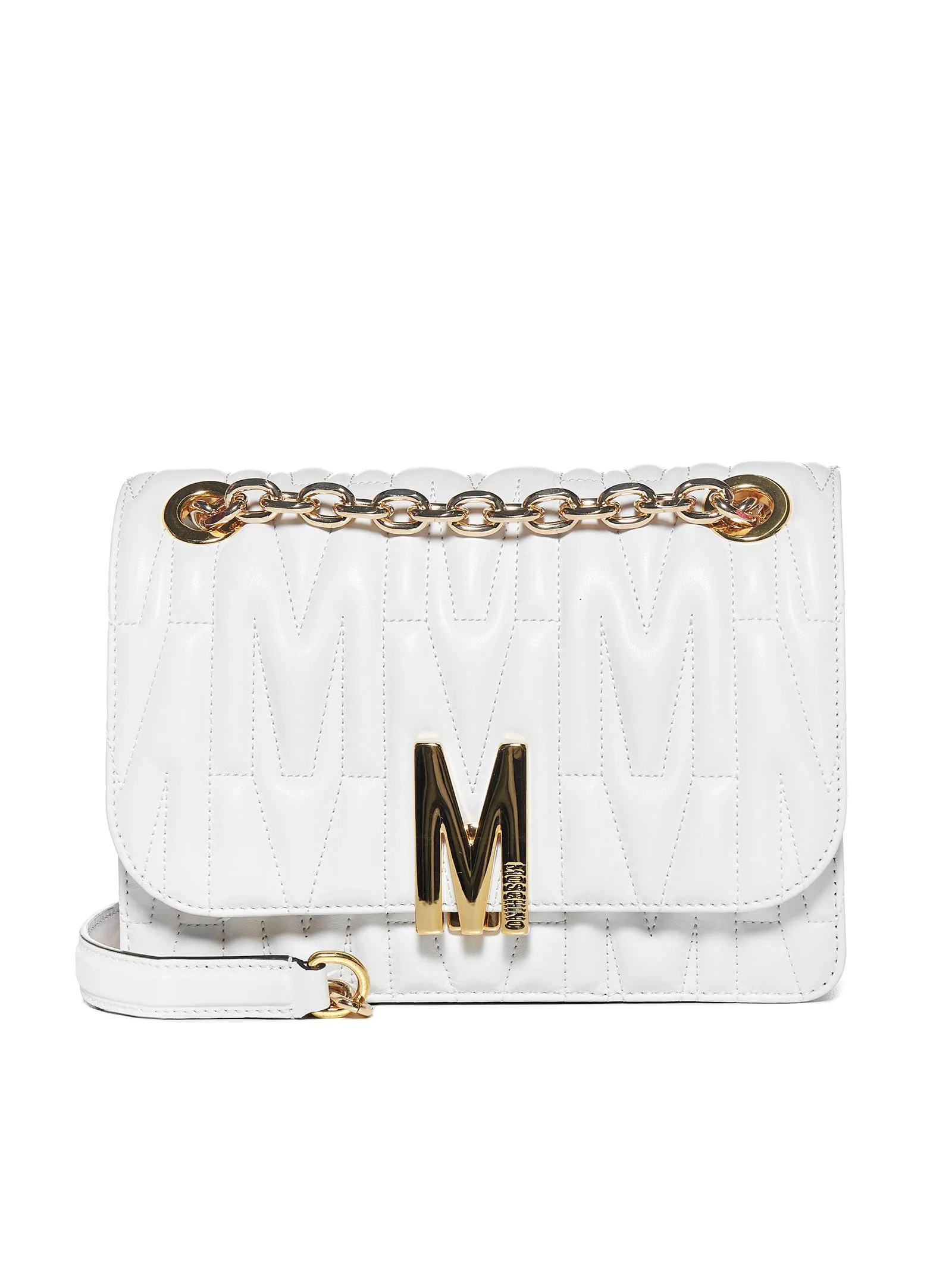 Moschino Logo Plaque Quilted Shoulder Bag